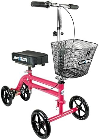Steerable Foldable Knee Walker in Hot Pink