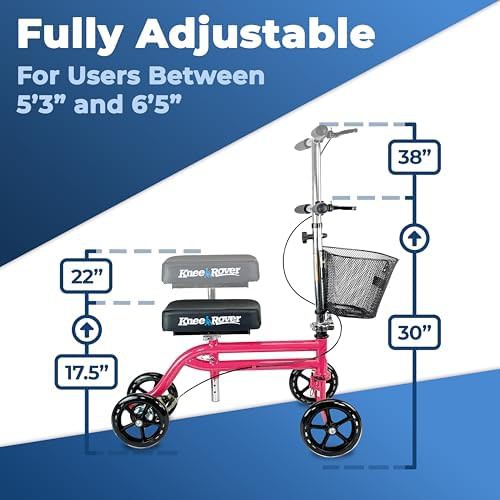 Steerable Foldable Knee Walker in Hot Pink — photo 3