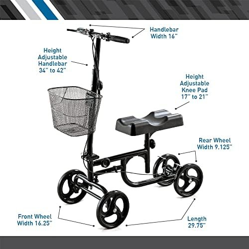 Steerable Knee Scooter with Metal Basket — photo 5
