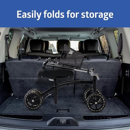 Black steerable knee walker with storage bag — photo 4