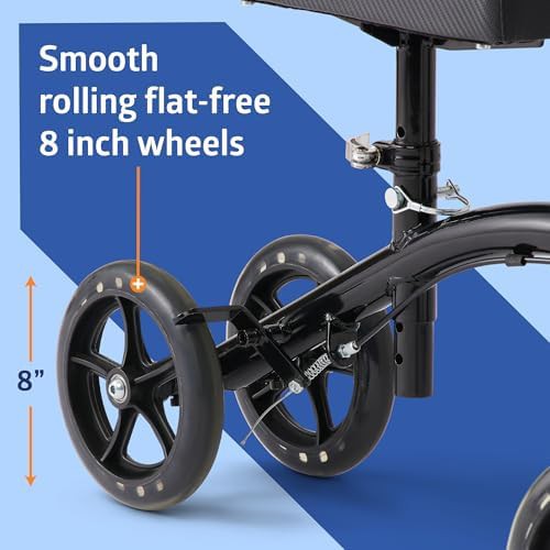 Black steerable knee walker with storage bag — photo 5