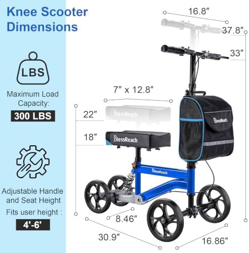 Knee scooter with thick padded seat — photo 5