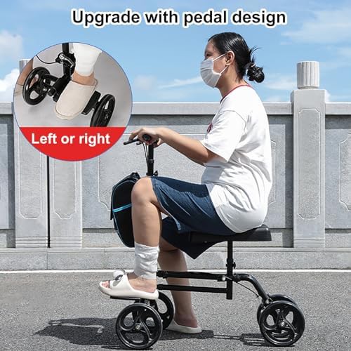 Blue Foldable Knee Scooter with Basket — photo 3