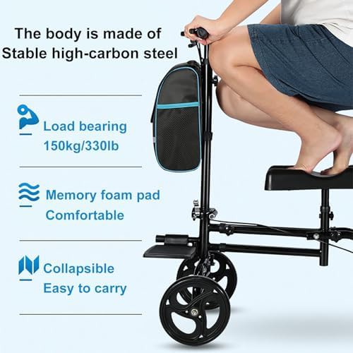 Blue Foldable Knee Scooter with Basket — photo 5