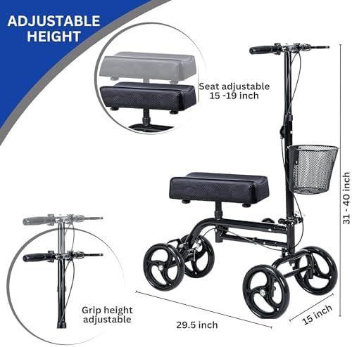 Steerable Knee Roller Scooter with Front Basket — photo 3
