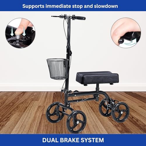 Steerable Knee Roller Scooter with Front Basket — photo 4