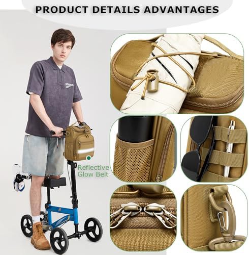 Brown knee walker bag with cooler pocket — photo 5