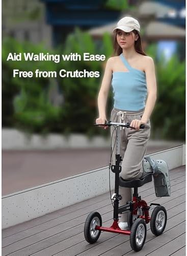 Red all terrain steerable knee scooter — photo 3