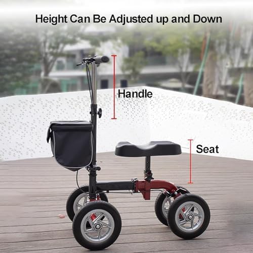 Red all terrain steerable knee scooter — photo 4