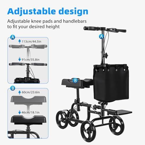 Black Foldable Adult Knee Scooter for Recovery — photo 4