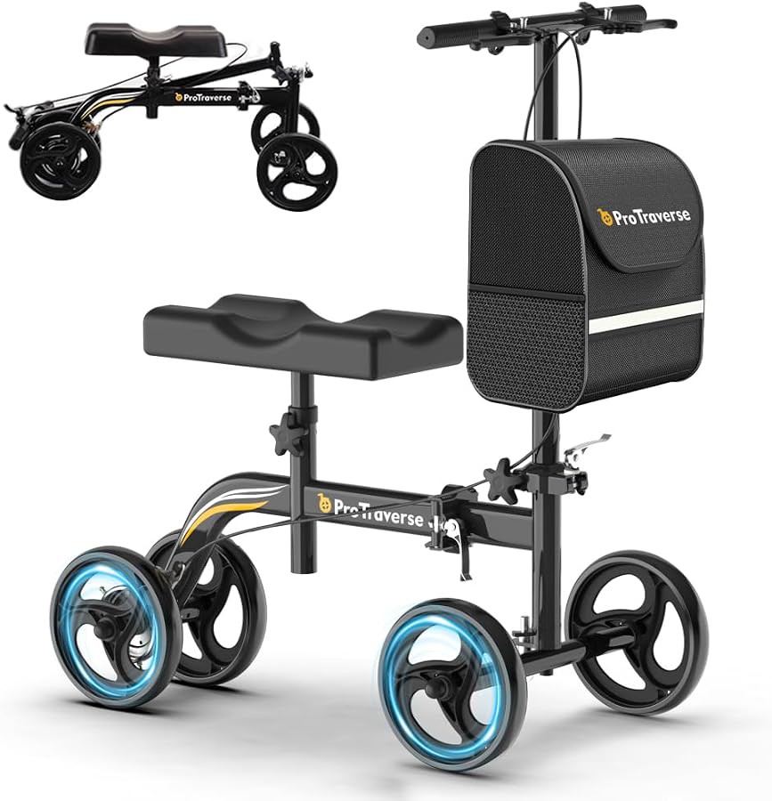 Premium black knee walker with band brake