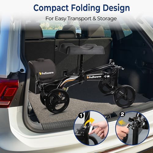Premium black knee walker with band brake — photo 3