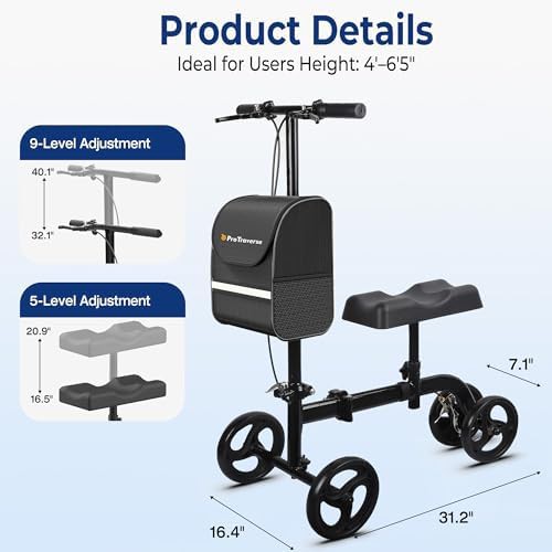Premium black knee walker with band brake — photo 4