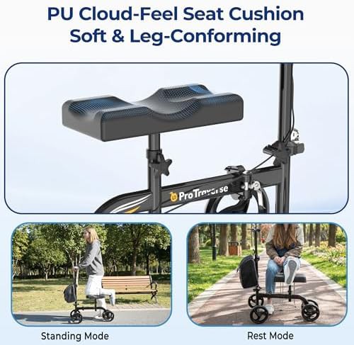 Premium black knee walker with band brake — photo 5