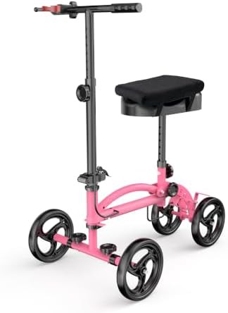 Pink foldable knee walker for foot surgery