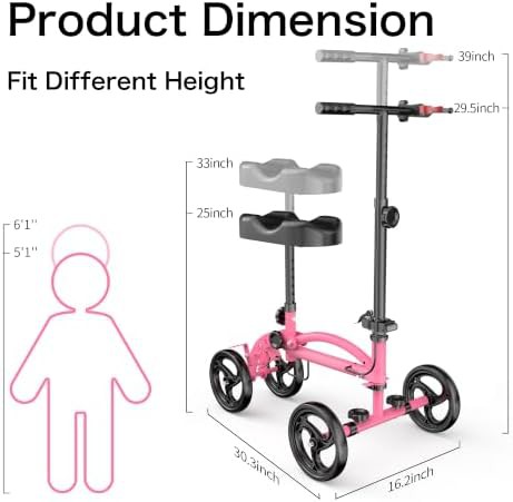 Pink foldable knee walker for foot surgery — photo 5