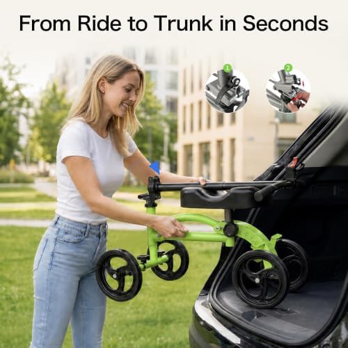 Green foldable leg scooter for surgery recovery — photo 4