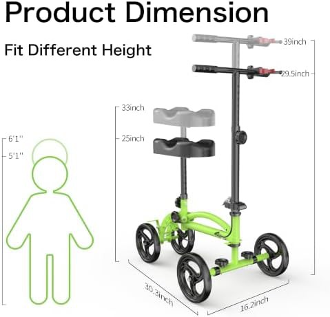 Green foldable leg scooter for surgery recovery — photo 5