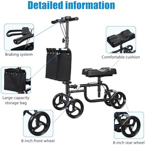 Shock absorbing all terrain knee scooter — photo 3