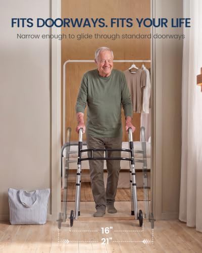 Silver foldable standard walker for seniors — photo 3
