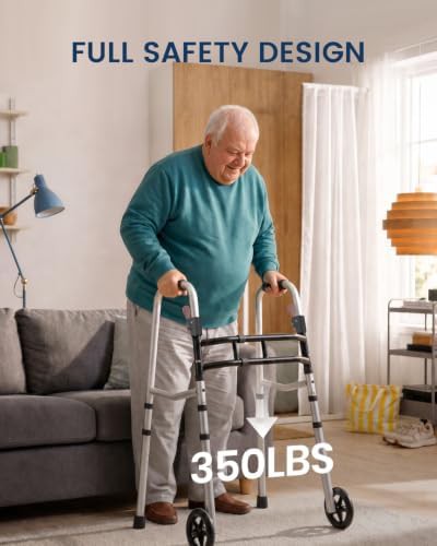 Silver foldable standard walker for seniors — photo 4