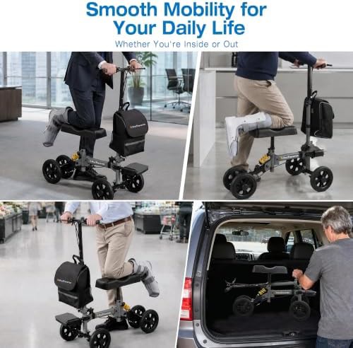 Grey all terrain knee walker with shock absorption — photo 5