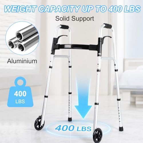 Folding Aluminum Senior Walker with Storage Basket — photo 3