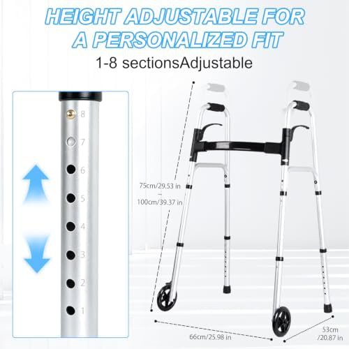 Folding Aluminum Senior Walker with Storage Basket — photo 4