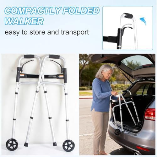 Folding Aluminum Senior Walker with Storage Basket — photo 5