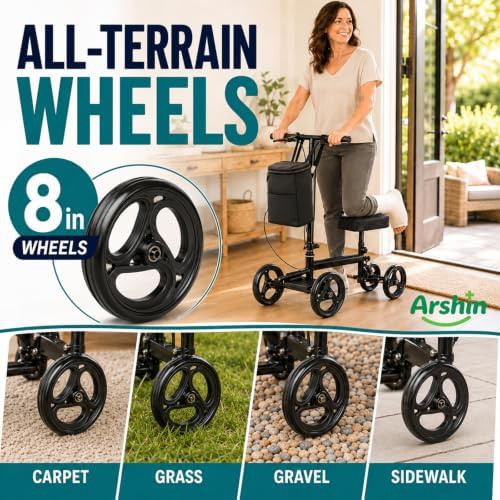 Foldable knee walker with 8 inch wheels — photo 5