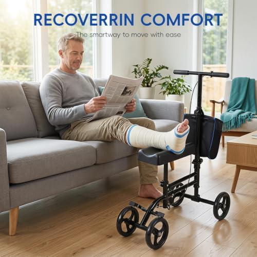 Black foldable carbon steel knee walker — photo 5