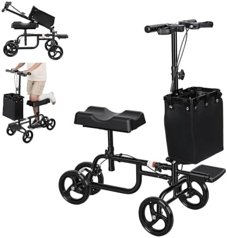Carbon steel knee scooter with bag