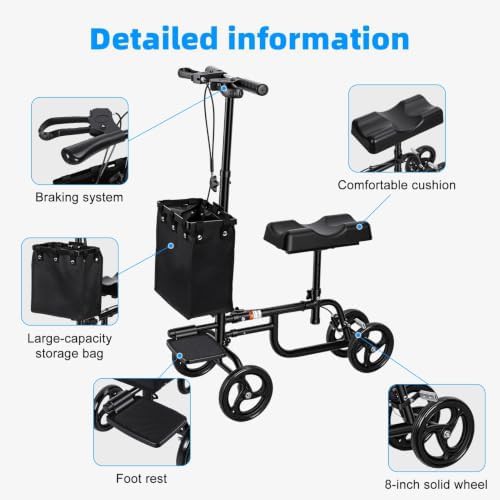 Carbon steel knee scooter with bag — photo 4